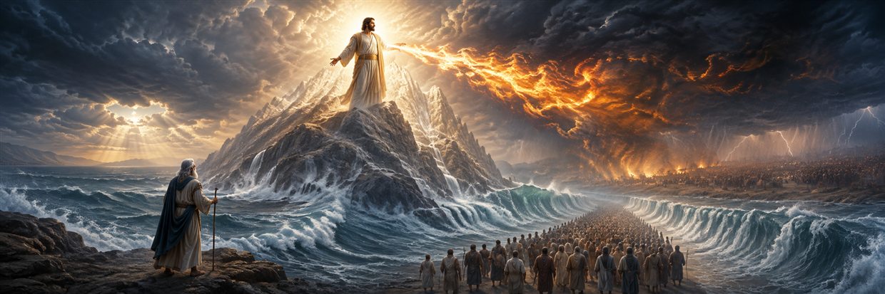 An unarmed man stands on Mount Zion above the sea as his fiery word defeats an army and gathers a peaceful people